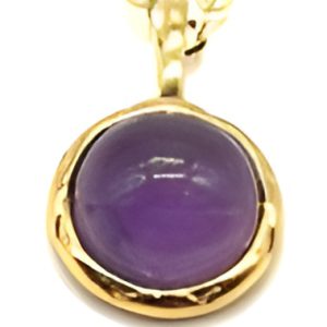 Collier en Argent Plaqué or et Améthyste Ronde