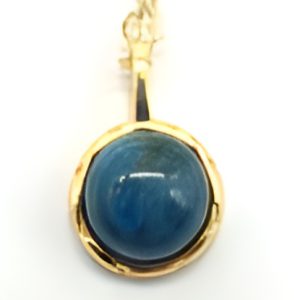 Collier Argent Plaqué Or et Apatite Ronde