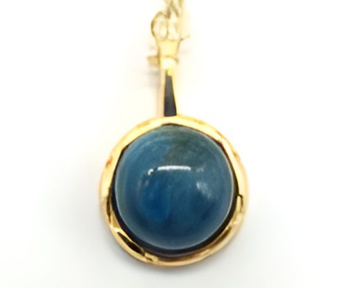 Collier Argent Plaqué Or et Apatite Ronde