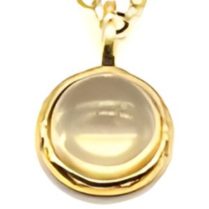 Collier Argent Plaqué Or et Citrine Naturelle Ronde