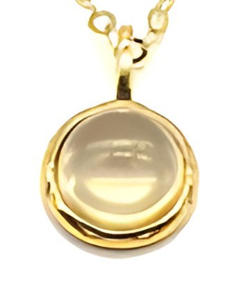 Collier Argent Plaqué Or et Citrine Naturelle Ronde