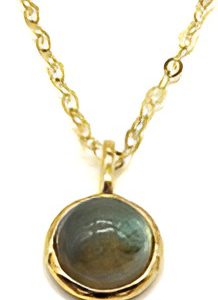 Collier Argent Plaqué Or et Labradorite Ronde