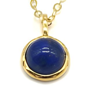 Collier Argent Plaqué Or et Lapis Lazuli Ronde