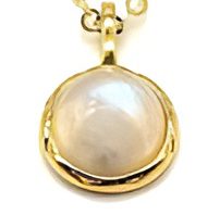 Collier Argent Plaqué Or et Pierre de Lune Ronde