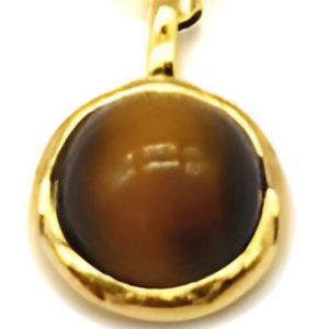 Collier Argent Plaqué Or et Oeil de Tigra Ronde