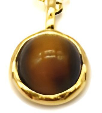 Collier Argent Plaqué Or et Oeil de Tigra Ronde