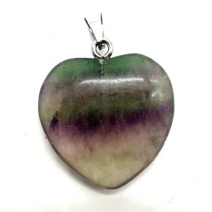 Pendentif Coeur Fluorite Multi 2.5cm