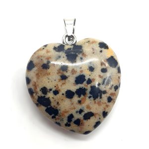 Pendentif Coeur Jaspe Dalmatien 2.5cm