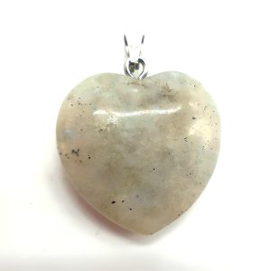 Pendentif Coeur Labradorite Blanche 2.5cm