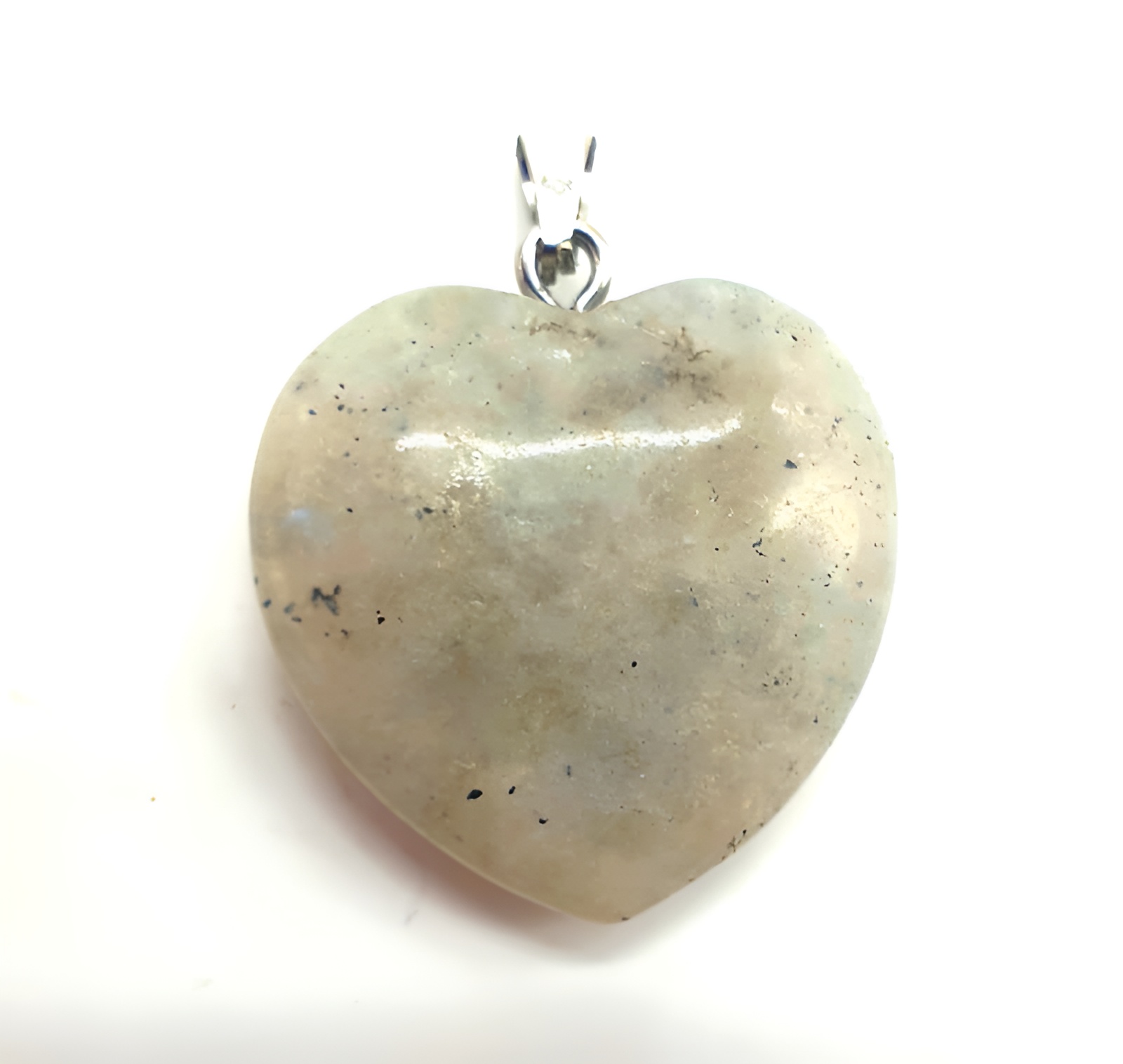 Pendentif Coeur Labradorite Blanche 2.5cm