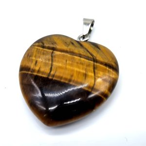 Pendentif Coeur Oeil de Tigre 2.5cm