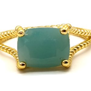 Bague Argent plaqué or Amazonite Rectangle règlable