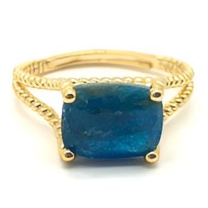 Bague Argent plaqué or et Apatite Rectangle règlable