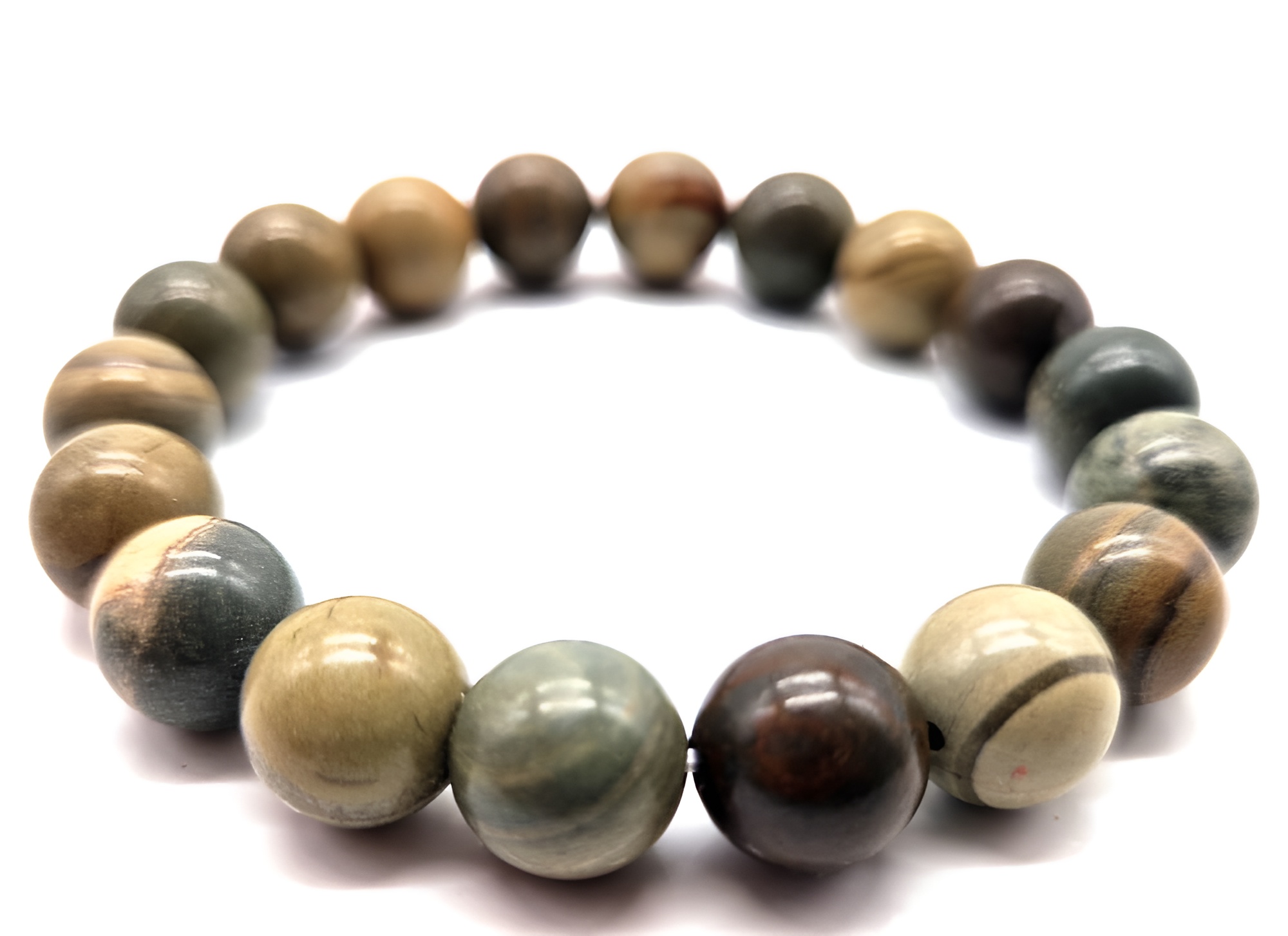 Bracelet en Jaspe Feuille d Argent