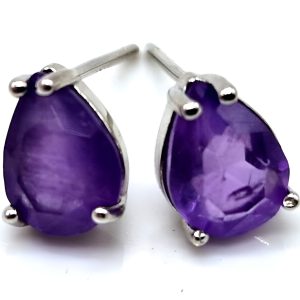 Boucles d Oreilles Larmes en argent 925 et Améthyste