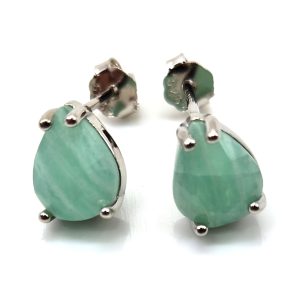 Boucles d Oreilles Larmes en argent 925 et Amazonite