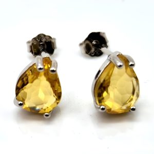 Boucles d Oreilles Larmes en argent 925 et Citrine