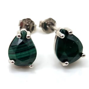 Boucles d'oreille Larmes en Argent 925 et Malachite