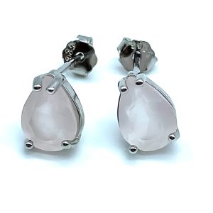 Boucles d'oreille Larmes en Argent 925 et Quartz Rose