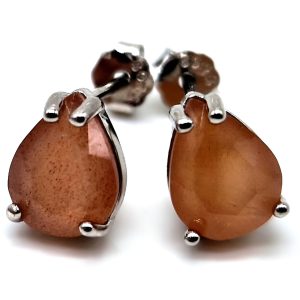 Boucles doreilles Larmes en argent 925 et Pierre de Soleil