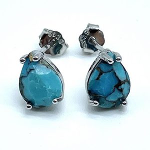 Boucles d Oreilles Larmes en argent 925 et Turquoises