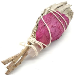 Fagot de Sauge Blanche de Californie Torche ,Rose et quartz Rose"Love Spirit" de 20-25g