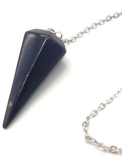 Pendule a facettes en Obsidienne noire