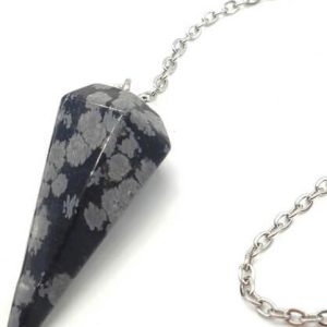 Pendule a facette en Obsidienne neige