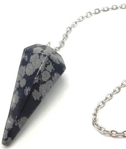 Pendule a facette en Obsidienne neige